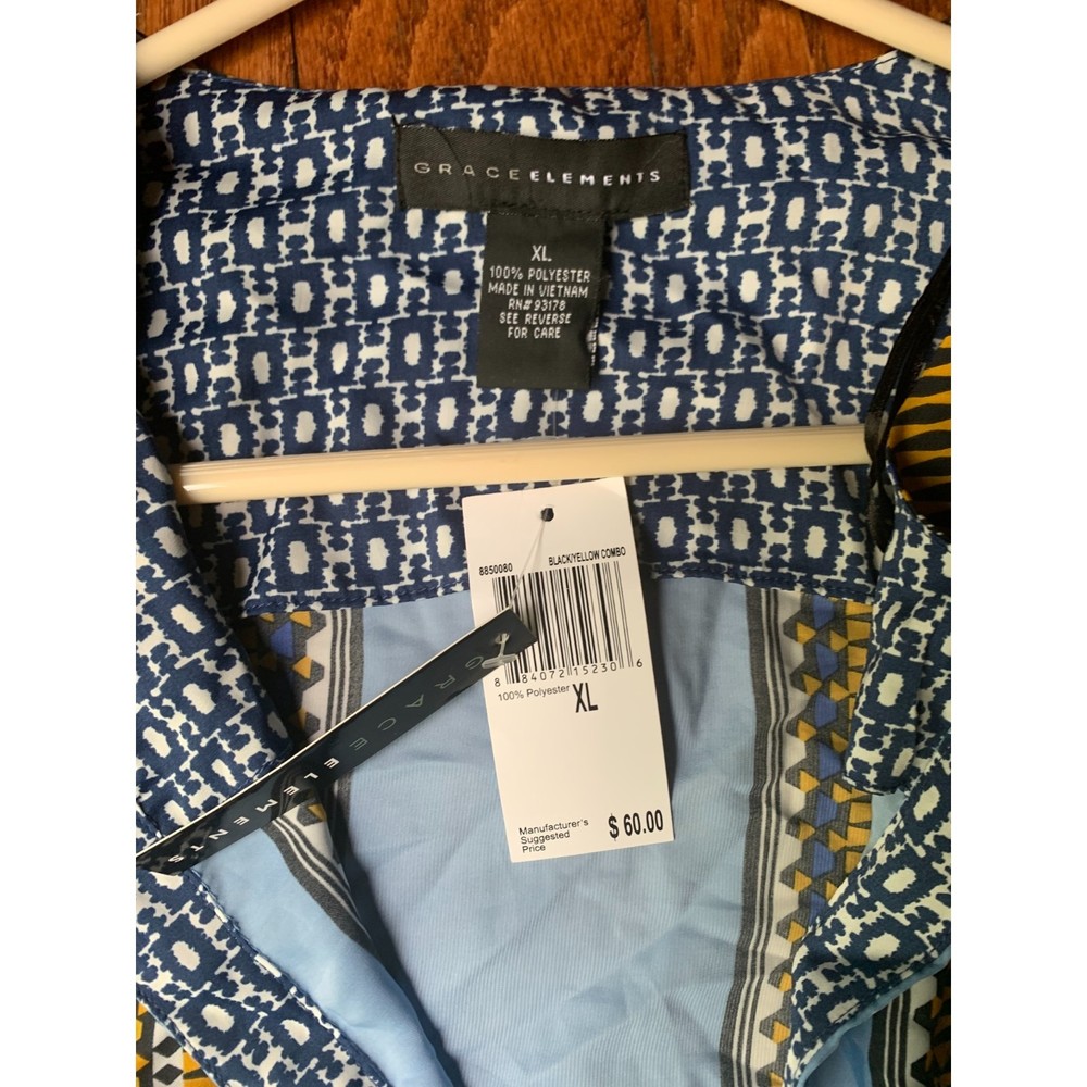 Grace Elements Multi-color Button Plackett Tunic/Shift Dress Size XL NWT - Picture 3 of 3